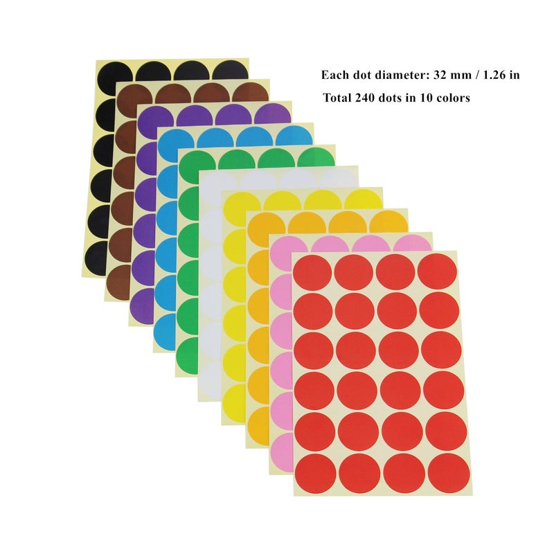 Goodma Sticky Color Coding Labels Removable Small Circle Dot Stickers for Classroom Organization Decorations Yard Sale Calendar Planner, Assorted Sizes, 10 Colors, Total 50 Sheets - Image 3